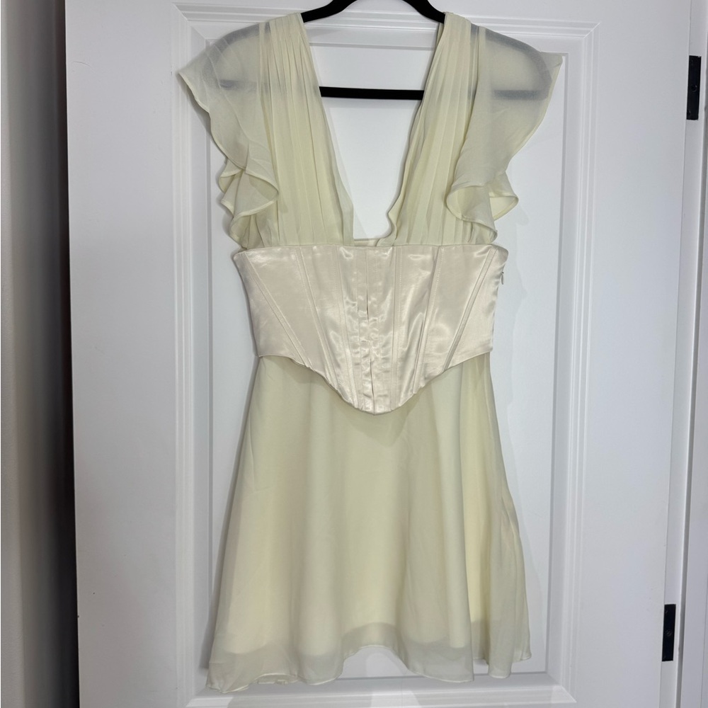 Lulus Elegant Cream Dress with Ruffled Sleeves
